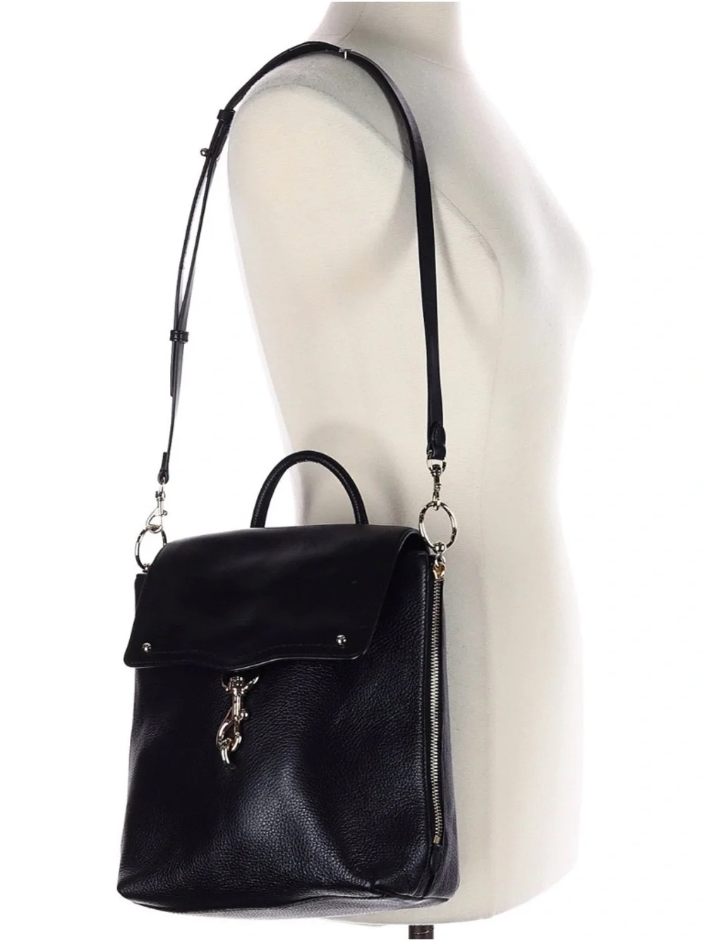 Rebecca Minkoff Black Leather Convertible Backpack / Shoulder / Crossbody Bag